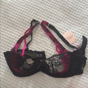 Agent Provocateur Black and Pink Lace Bra 36C